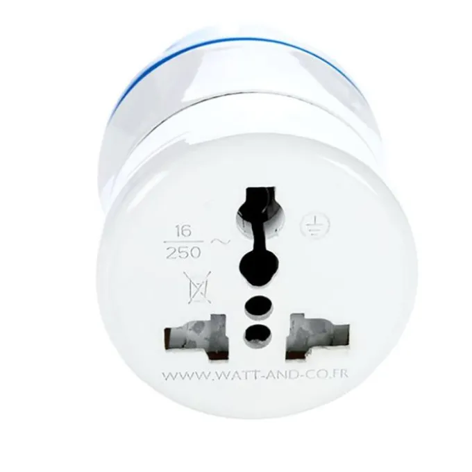 Adaptateur WATT AND CO Monde vers France Bleu et blanc