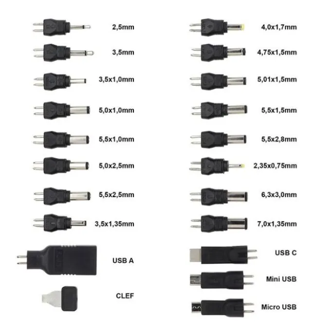 Alimentation EDENWOOD universelle 3 à 12V - 27W USB-C + 20 connecteurs