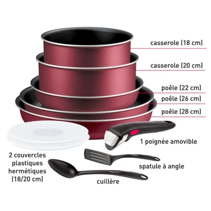 Batterie de cuisine 10 pièces TEFAL INGENIO simply cook