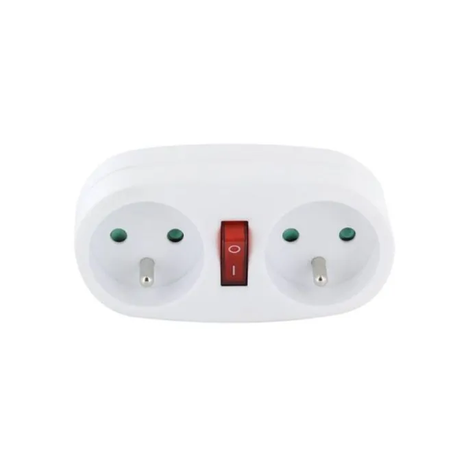 Biplite ELECTRODEPOT 2x16A avec interrupteur Blanche
