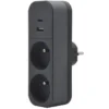 Biplite QUARX 2 prises + 1 USB-A + 1 USB-C Noire