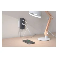 Biplite QUARX 2 prises + 1 USB-A + 1 USB-C Noire