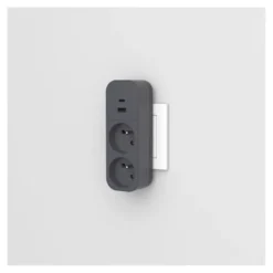 Biplite QUARX 2 prises + 1 USB-A + 1 USB-C Noire