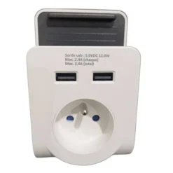 Bloc VOLTMAN 1 prise + 2 USB A Blanc