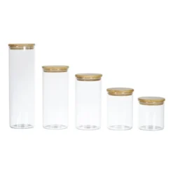Bocaux verre et bambou 5 tailles différentes