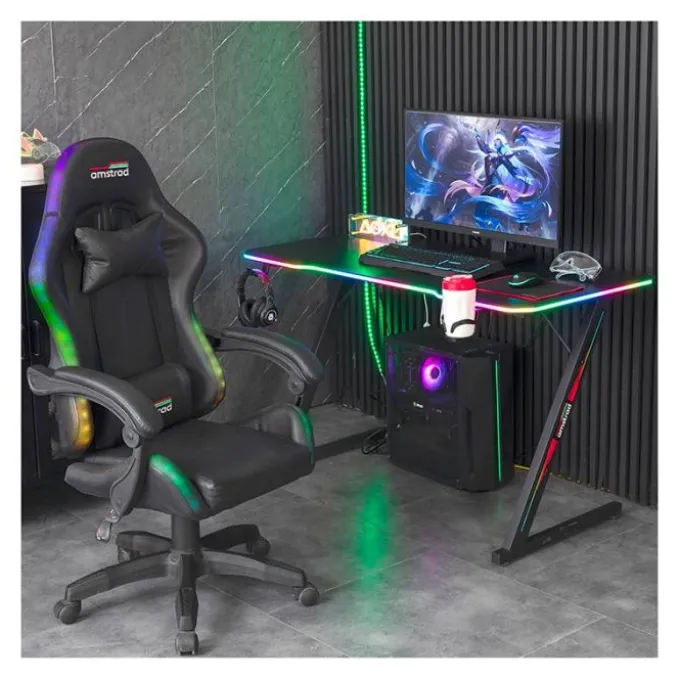 Bureau gaming LED AMSTRAD AMS-DESK120Z ASTRA Noir