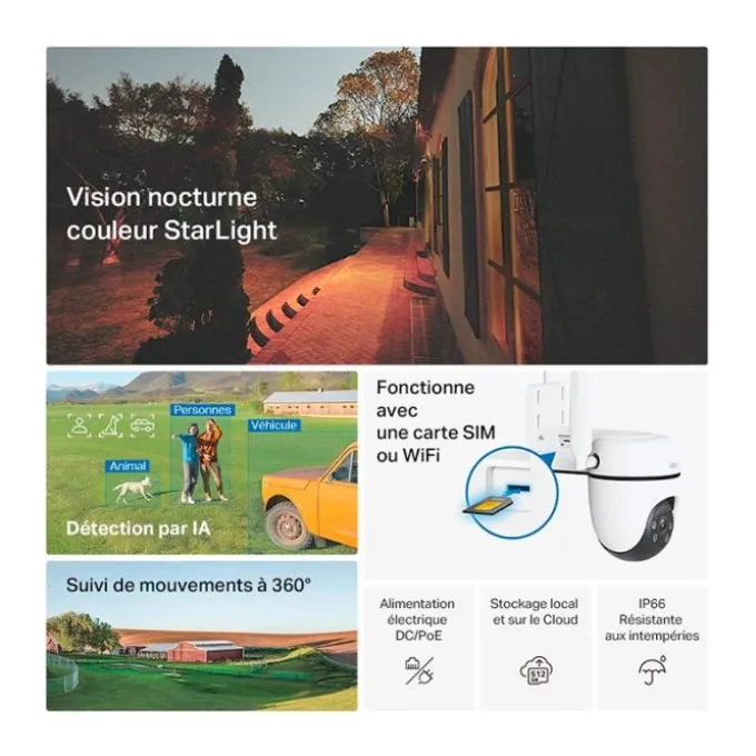 Caméra de surveillance TAPO 4G motorisée 1080p