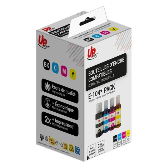 Cartouche compatible UPprint Epson EcoTank 104 - Pack de 4 - magenta, cyan, noir, jaune