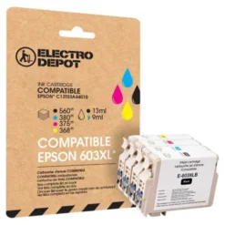 Cartouche d'encre ELECTRO DEPOT compatible Epson E 603 XL noir et couleurs - Etoile de mer
