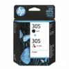 Cartouche d'encre HP 305 Pack de 2 Cartouches d'Encre Noire et Trois Couleurs Authentiques (6ZD17AE)