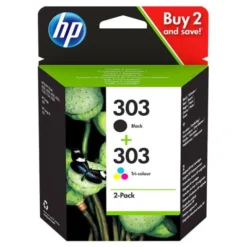 Cartouche d’encre HP 303 Pack de 2 , Noire et Trois Couleurs, Authentiques (3YM92AE)