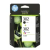 Cartouches d'encre HP 302 - Pack de 2 Cartouches d'Encre Noire et Trois Couleurs Authentiques (X4D37AE)