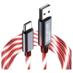 Câble AMSTRAD USB-A/USB-C LED Rouge 3m