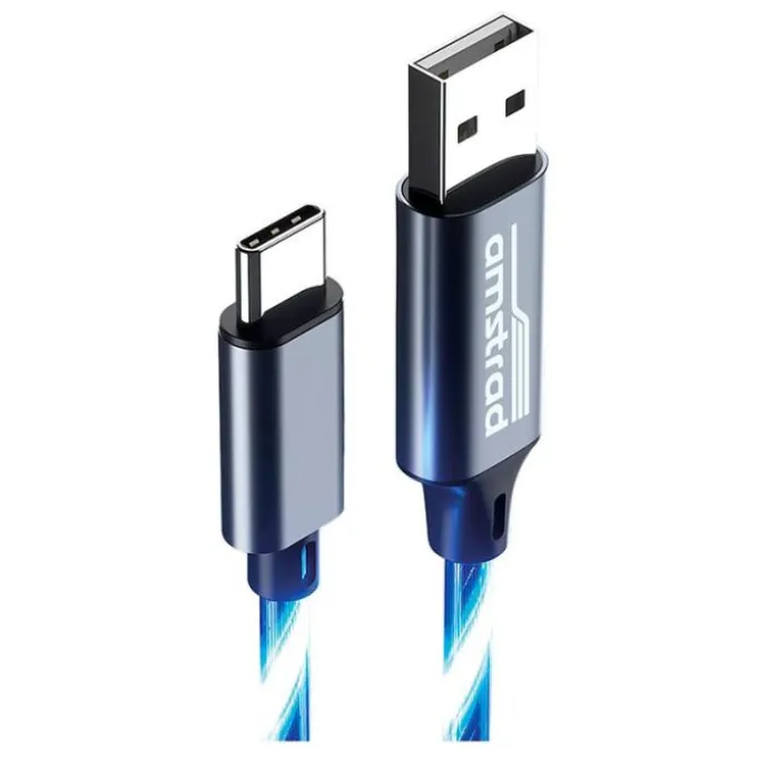 Câble AMSTRAD USB-C LED bleu 3m