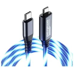 Câble AMSTRAD USB-C/USB-C LED Bleu 3m