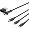 Câble 3 en 1 Lightning, Micro USB et USB-C / USB et USB-C SEDEA Noir