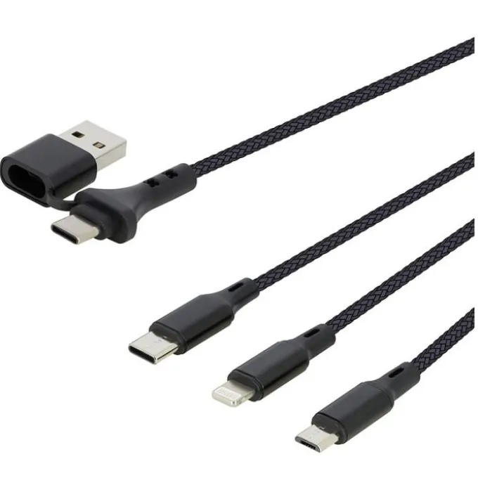 Câble 3 en 1 Lightning, Micro USB et USB-C / USB et USB-C SEDEA Noir