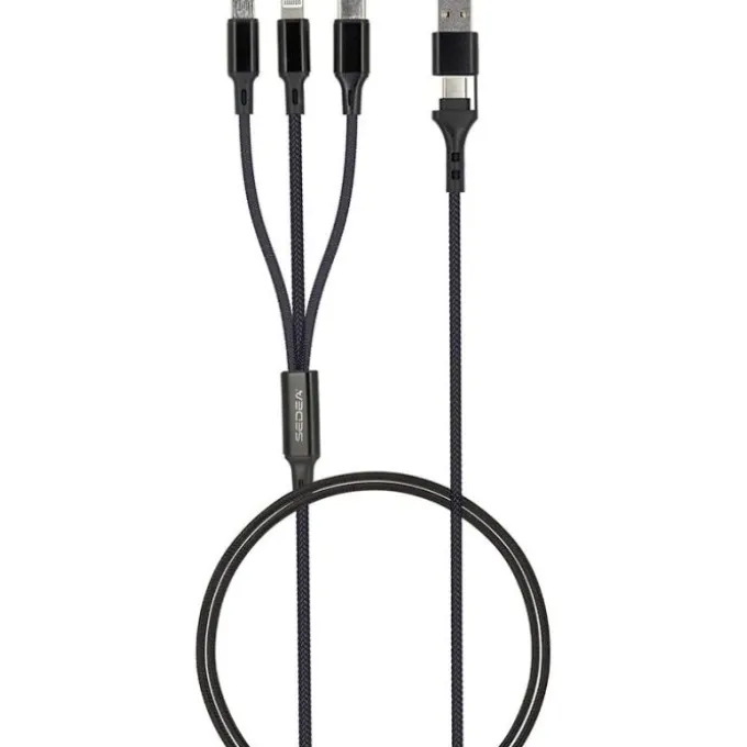 Câble 3 en 1 Lightning, Micro USB et USB-C / USB et USB-C SEDEA Noir