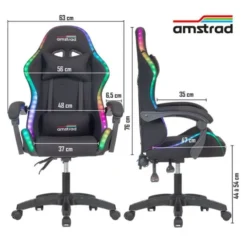 Chaise gaming AMSTRAD AMS-LED-NEXUS Noir