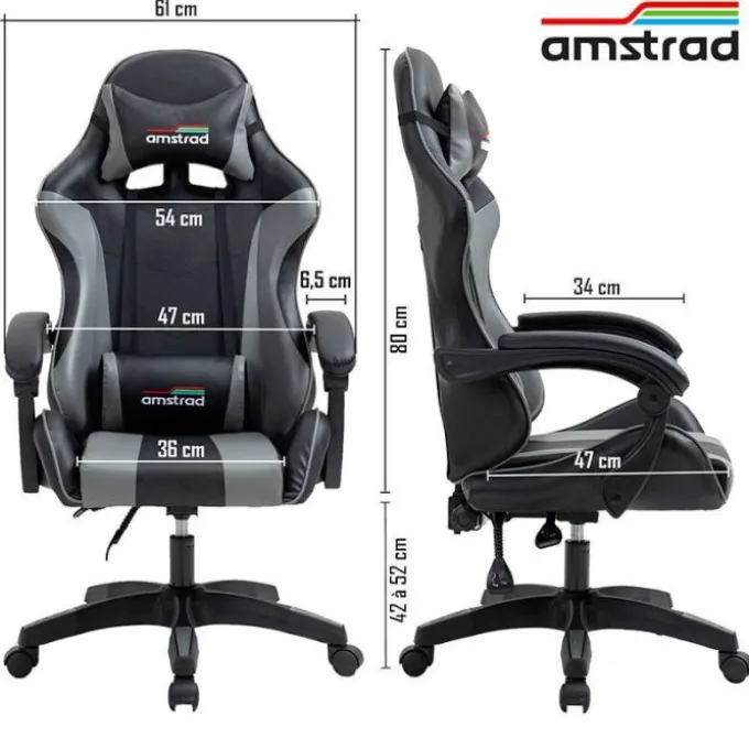 Chaise gaming AMSTRAD AMS 800 Noir