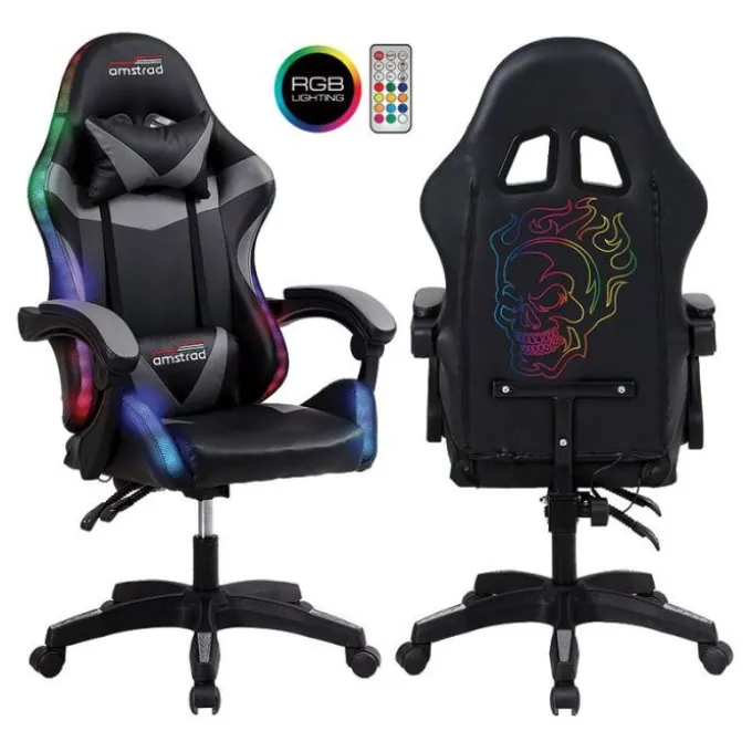 Chaise gaming AMSTRAD 900 LED Skull Noir
