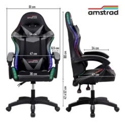 Chaise gaming AMSTRAD 900 LED Tiger Noir