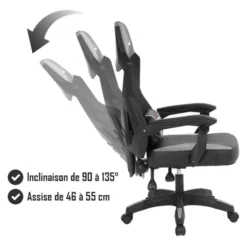 Chaise gaming AMSTRAD 309 Noir et gris