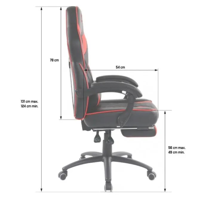 Chaise gaming SPIRIT OF GAMER MUSTANG Noir et rouge