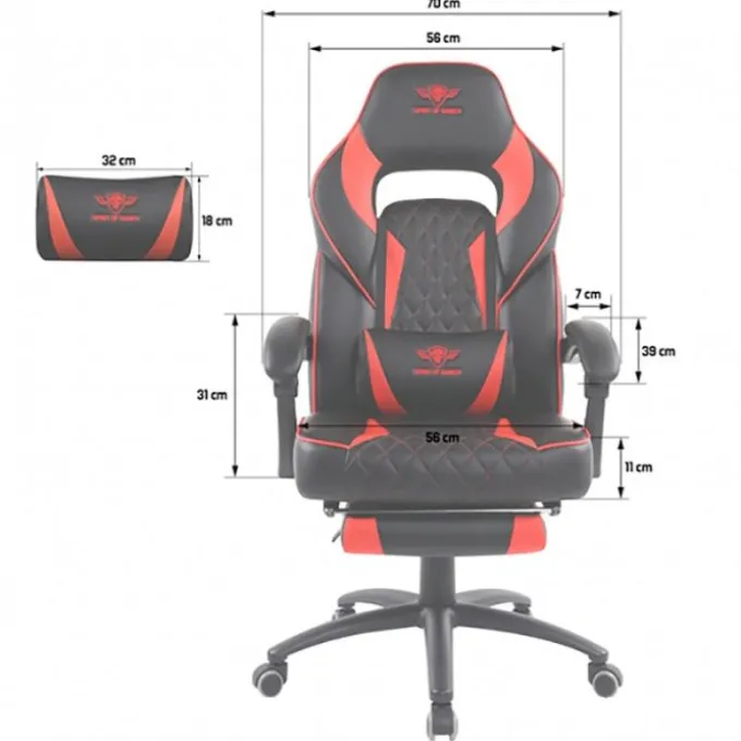 Chaise gaming SPIRIT OF GAMER MUSTANG Noir et rouge
