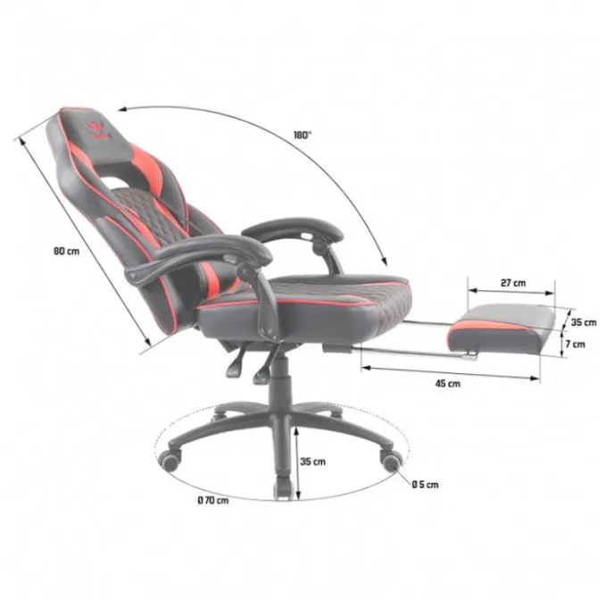 Chaise gaming SPIRIT OF GAMER MUSTANG Noir et rouge