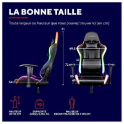 Chaise gaming TRUST GAMING Rizza LED Noir