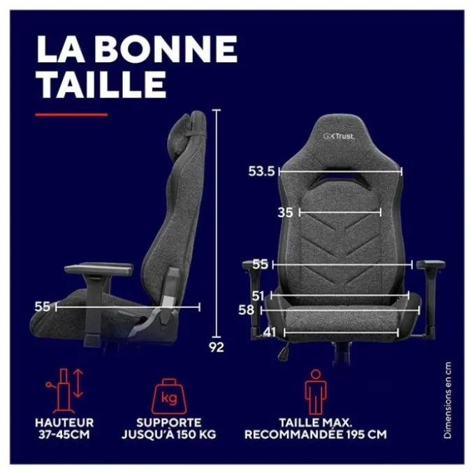 Chaise gaming TRUST GAMING Ruya Fabric Gris