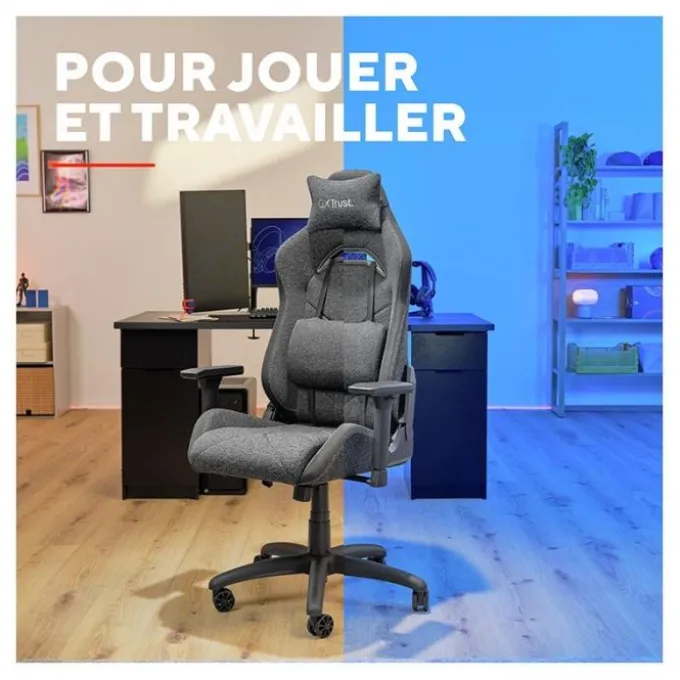Chaise gaming TRUST GAMING Ruya Fabric Gris