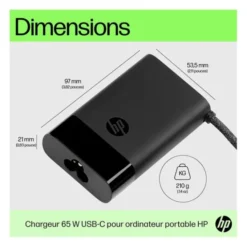 Chargeur HP USB-C 65W – Chargeur universel pour ordinateur portable, tablette et smartphone
