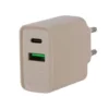 Chargeur secteur éco 2 ports USB-C et USB EDENWOOD 20W Beige