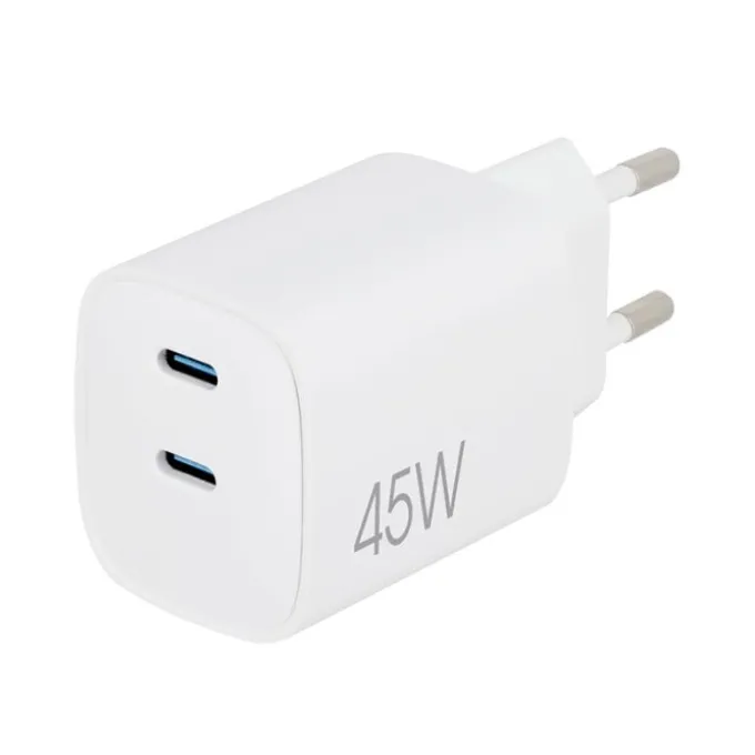 Chargeur secteur 2 ports USB-C EDENWOOD 45W Blanc