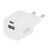 Chargeur secteur 2 ports USB-C 20W et USB 18W EDENWOOD Blanc