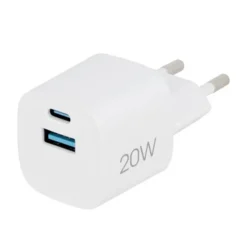 Chargeur secteur 2 ports USB-C 20W et USB 18W EDENWOOD Blanc