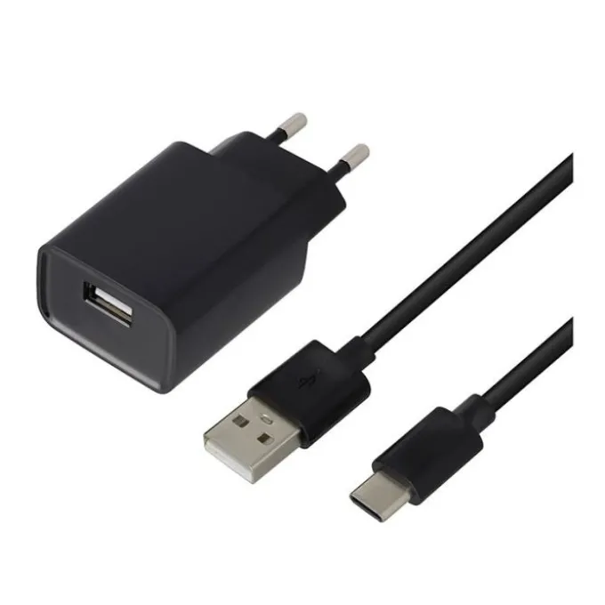 Chargeur secteur USB HIGH ONE 2,4AA + Câble USB-C/ USB 1M Noir
