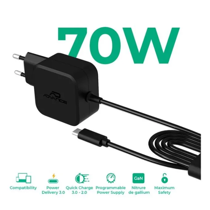Chargeur universel ADVANCE PC USB-C 70W + 6 EMBOUTS