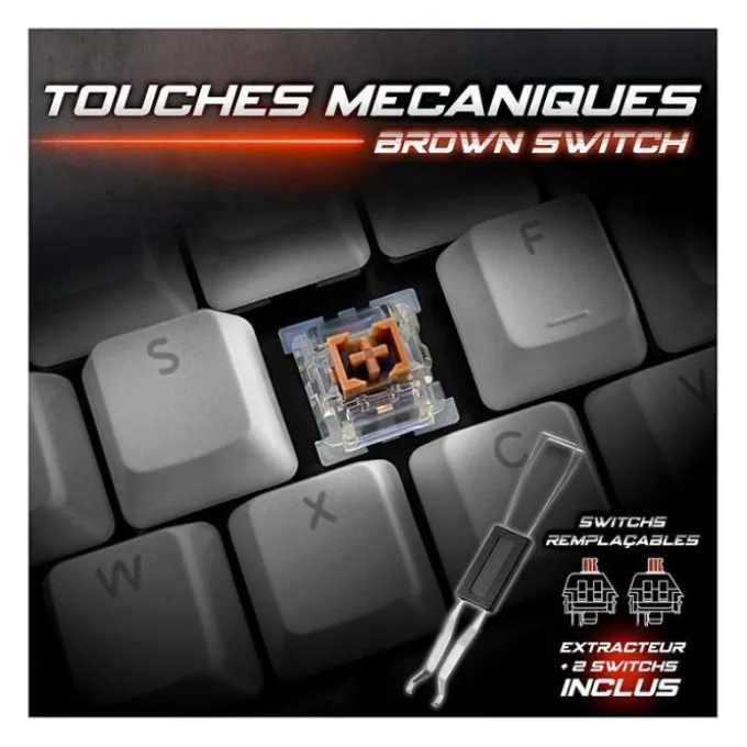 Clavier mécanique gamer RGB SPIRIT OF GAMER XPERT K350 switch marron