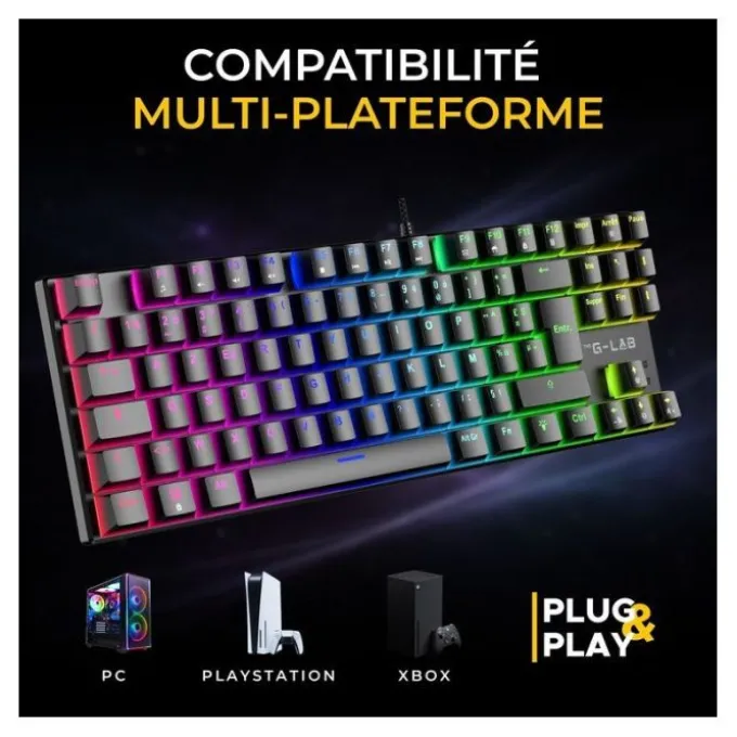 Clavier mécanique gamer THE G-LAB MERCURY switch rouge