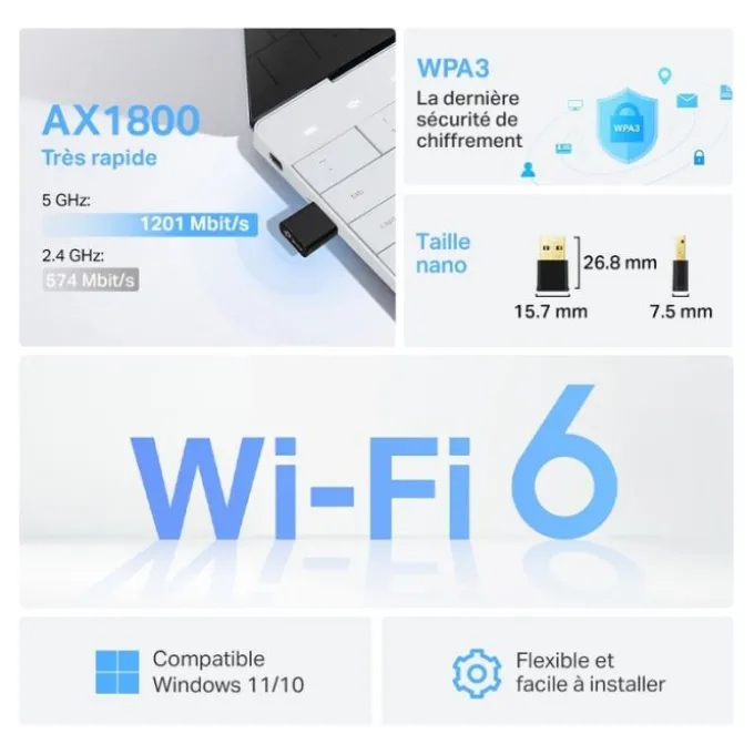 Clé WIFI TPLINK TX 1800U Nano - WIFI 6
