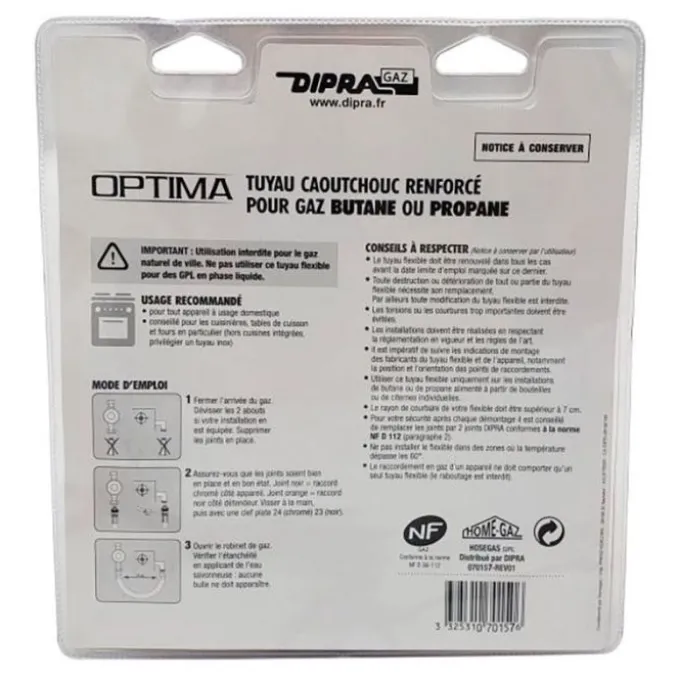 DIPRA TUYAU GAZ BUTANE PROPANE 10 ANS