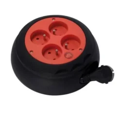 Enrouleur CHACON 4 prises Noir et rouge - Cable 4m