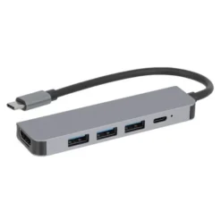 Hub USB-C 5-en-1 – Adaptateur multifonction avec HDMI, USB, SD et recharge rapide