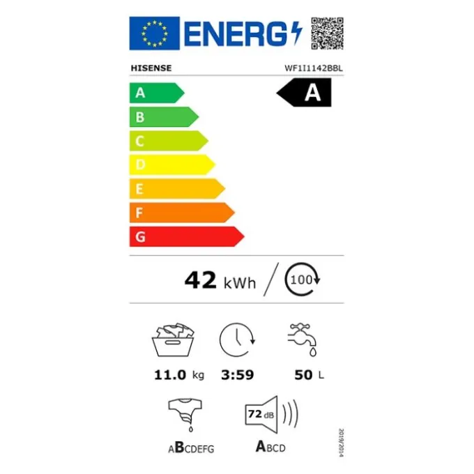 Lave-linge hublot 11 kg HISENSE WF1I1142BBL