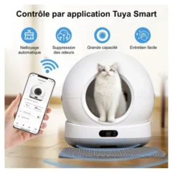 Litière auto nettoyante PAWZZ 72L avec caméra