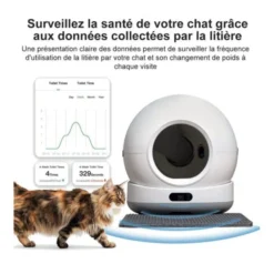 Litière auto nettoyante PAWZZ 72L avec caméra