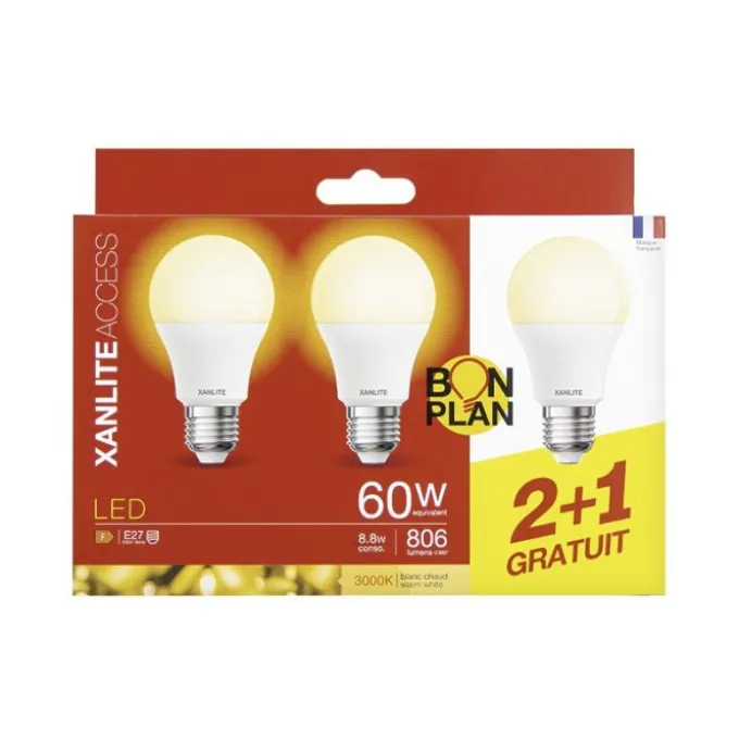 Lot de 3 Ampoules XANLITE E27 Standard